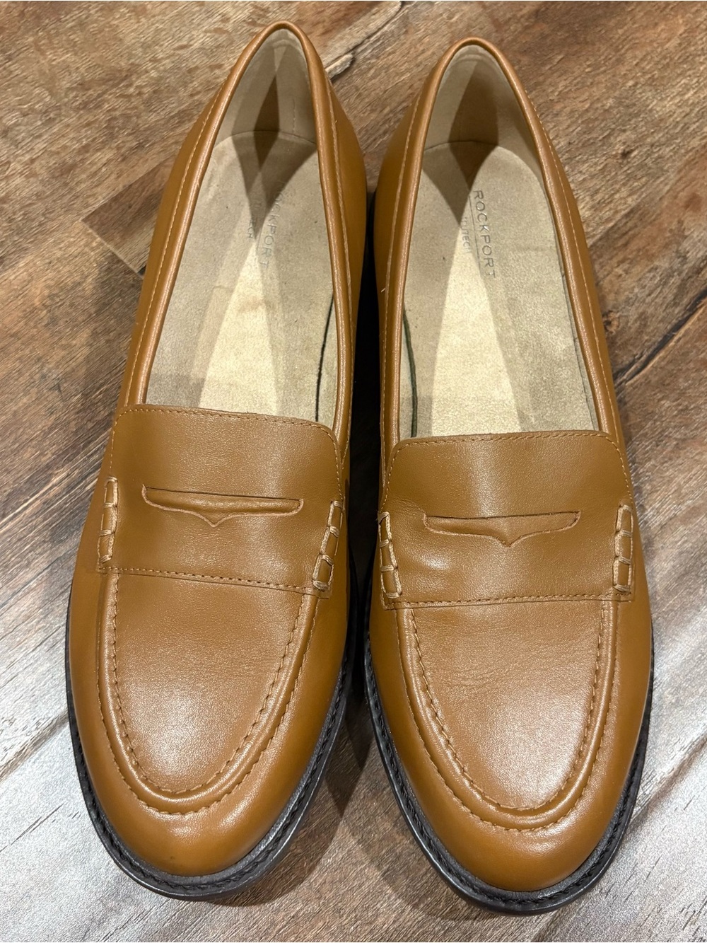 Rockport truTECH Cognac Brown Penny Loafers Women’s 10W Wide Comfort Shoes